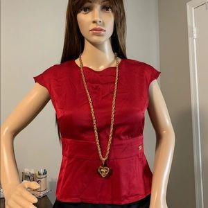 ❤️Chanel Vintage Red Top Silk❤️ Size XS